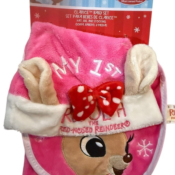 Rudolph The Red Nose Reindeer 3 piece Baby’s 1st Christmas Set NIP - Picture 3 of 7